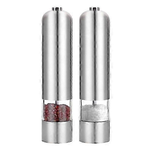 2-Pack - Electric Salt & Pepper Grinders in Stainless Silver