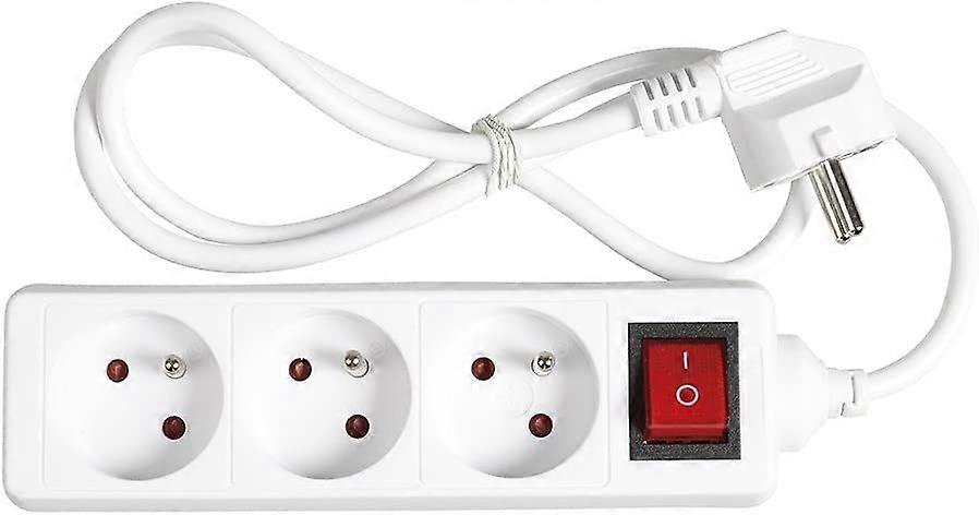 Electrical power strip 3 sockets, multiple socket - Electrical power strip 3 sockets + switch, electrical multi-socket extension - 3P / 16A - White - 