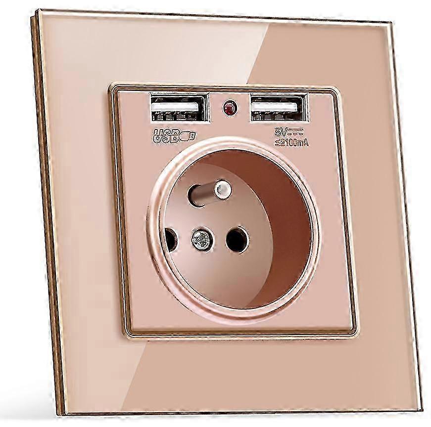 Usb Electrical Outlet Power Wall Plug Socket Crystal Glass Panel
