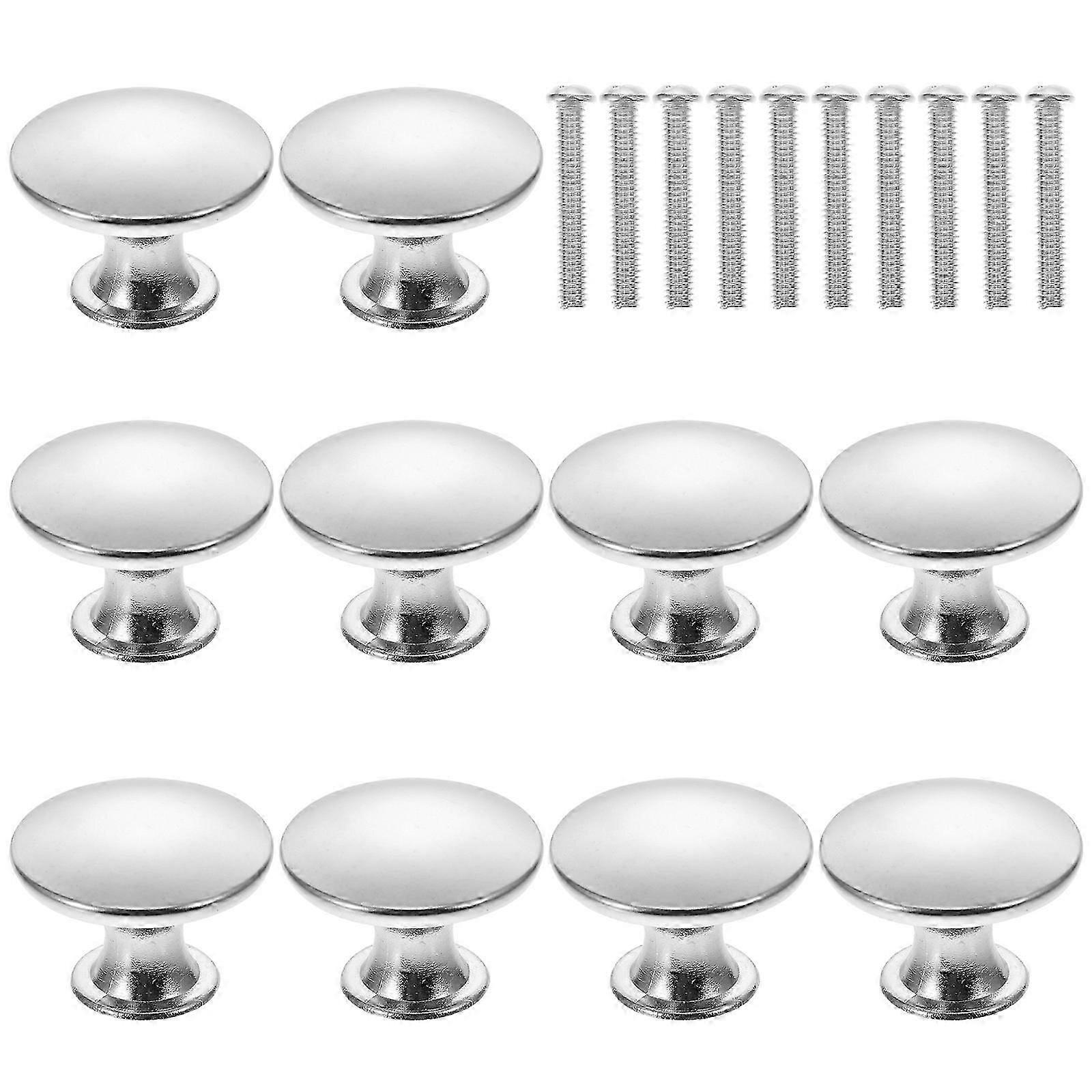 10pcs Silver Cabinet Knobs Kitchen Cabinet Door Knobs Brushed Nickel Round Knobs with Screws