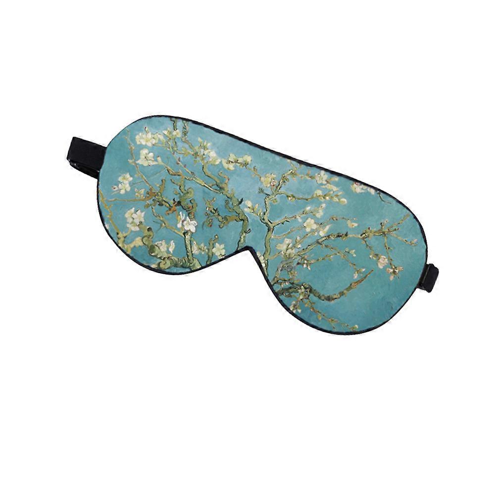 Green Flower Pattern Double Layers Sleeping Eye Patch Creative Eyeshade Silk Blindfold Shading Eyepatch