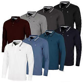 Calvin Klein Mens Campus Long Sleeve Stretch Tipped Polo Shirt