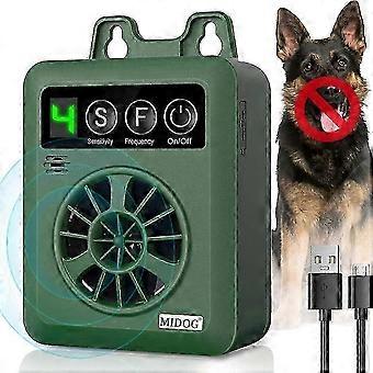 Ultrasonic Rechargeable Anti Barking Device for Dogs, Humane Bark Deterrent with Adjustable Sensitivity, IPX4 Waterproof, 50ft Range, Green