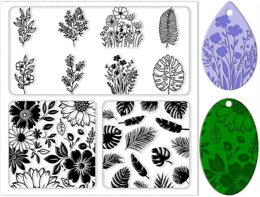 Polymer Clay Texture Sheets Leaves and Flowers Pattern Silicone Clay Texture Mat Botany Clear Silicone Molding Pattern Sheets
