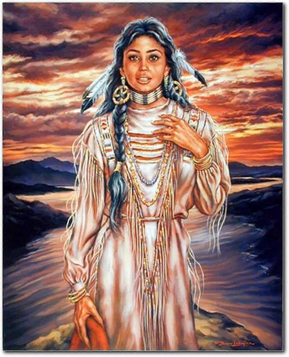 Indian Maiden Sunset Native American VV811