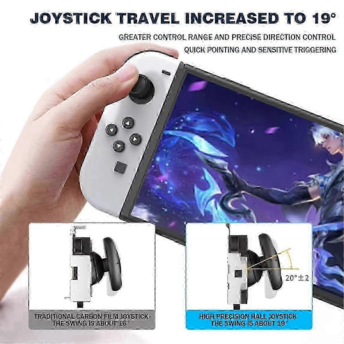 2-Pack Hall Effect Joystick, Hall Electromagnet Analog Thumb Stick for Switch/Lite/OLED Joycon, featuring no drifting performance.