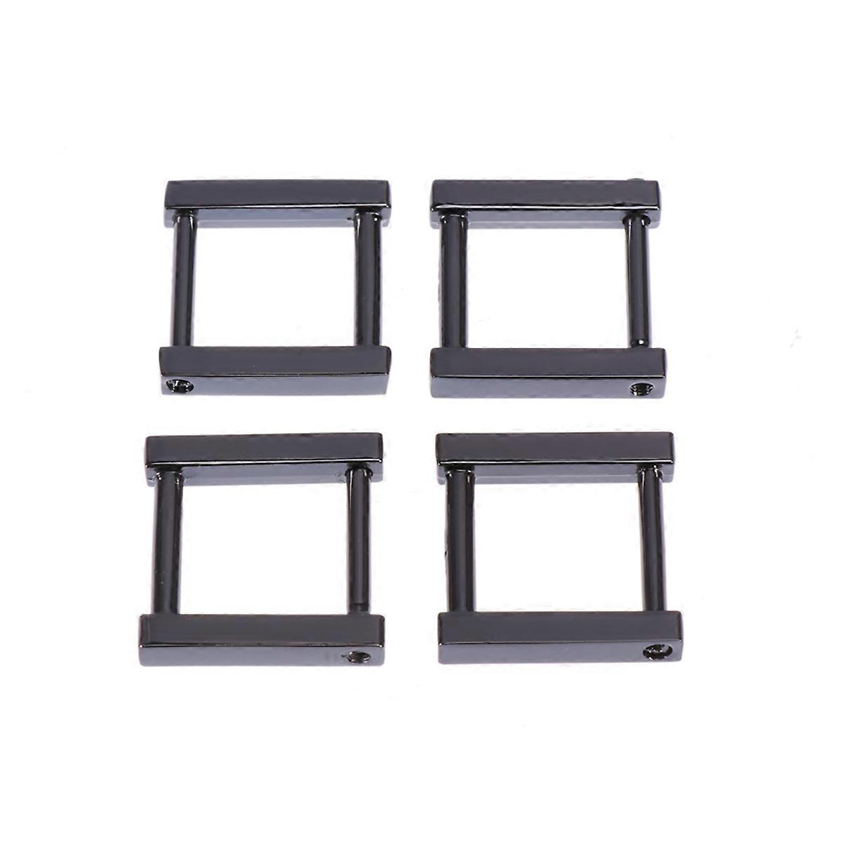 Metal Buckle Rectangular Ring for Bags Strap Adjustment 8Pcs Black