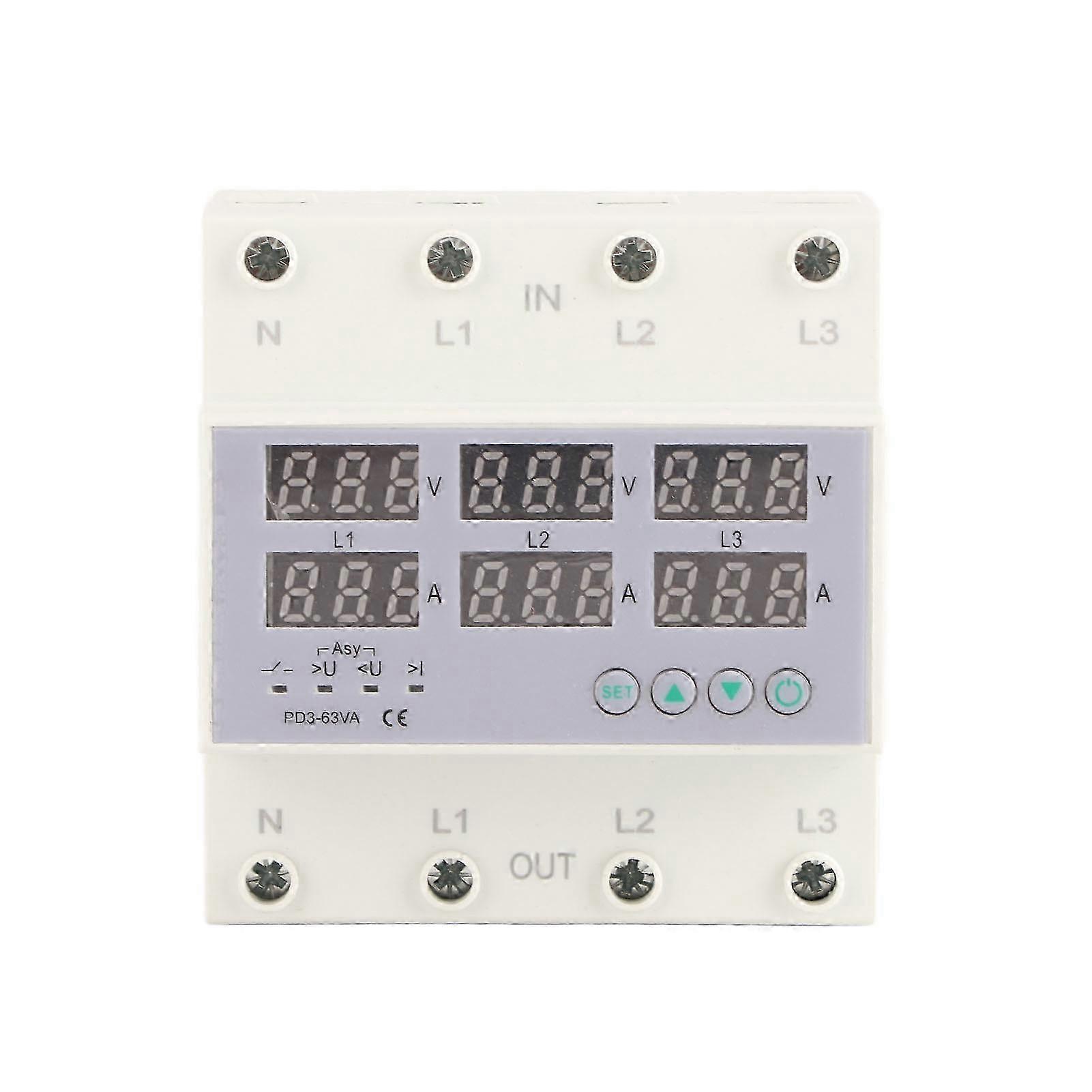 AC 3-Phase DIN Rail Volt-Amp Protector