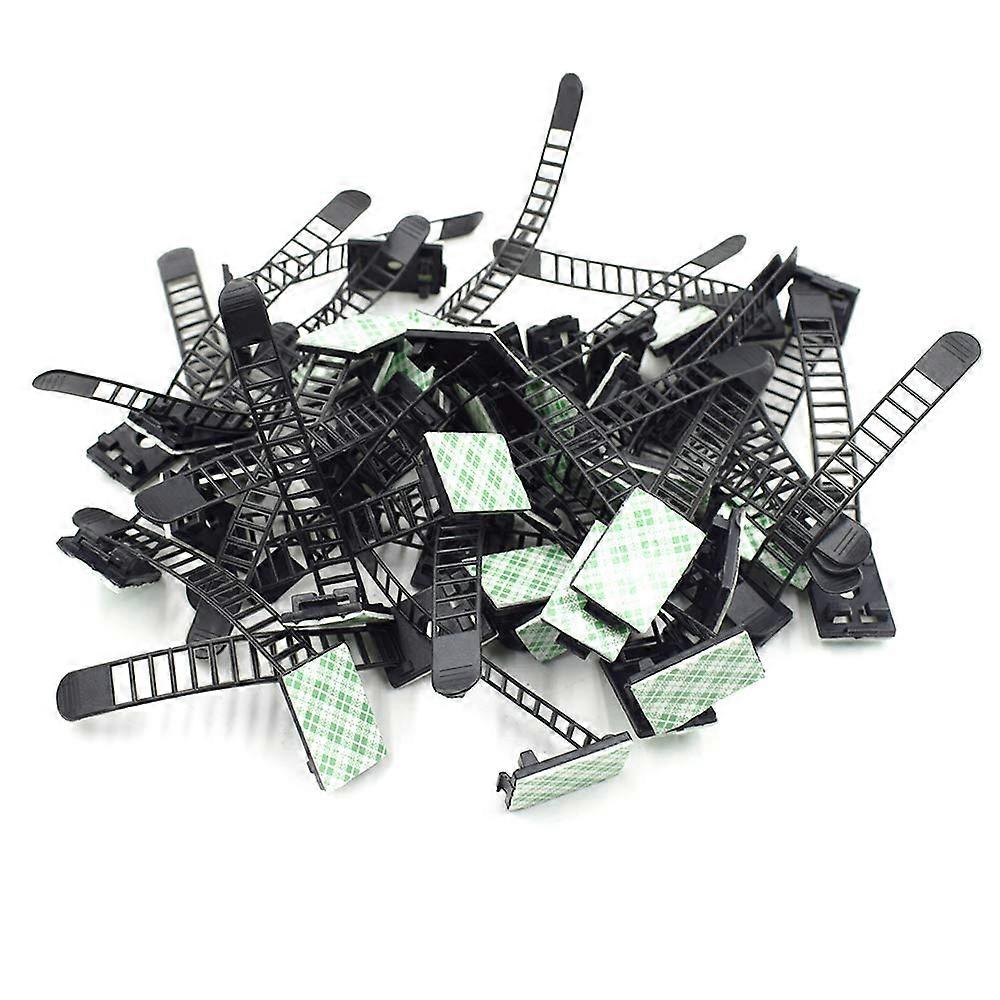 Cable Clips 50Pcs Adjustable Nylon Adhesive Cable Ties for Wire Management Black Durable Mounts