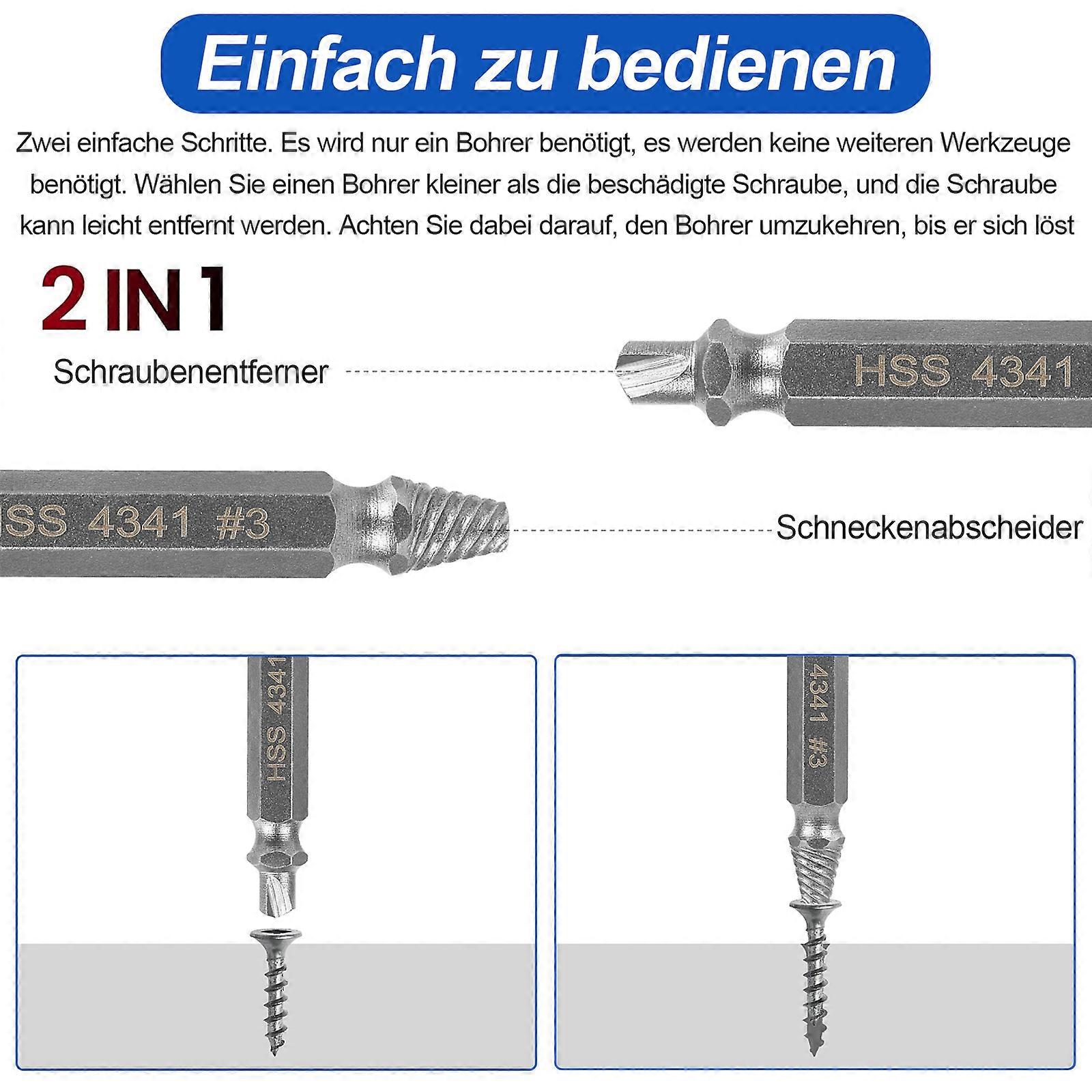 Stripped Screw Remover, Double-Head Extractor Set, Multipurpose HSS 4341 Tool