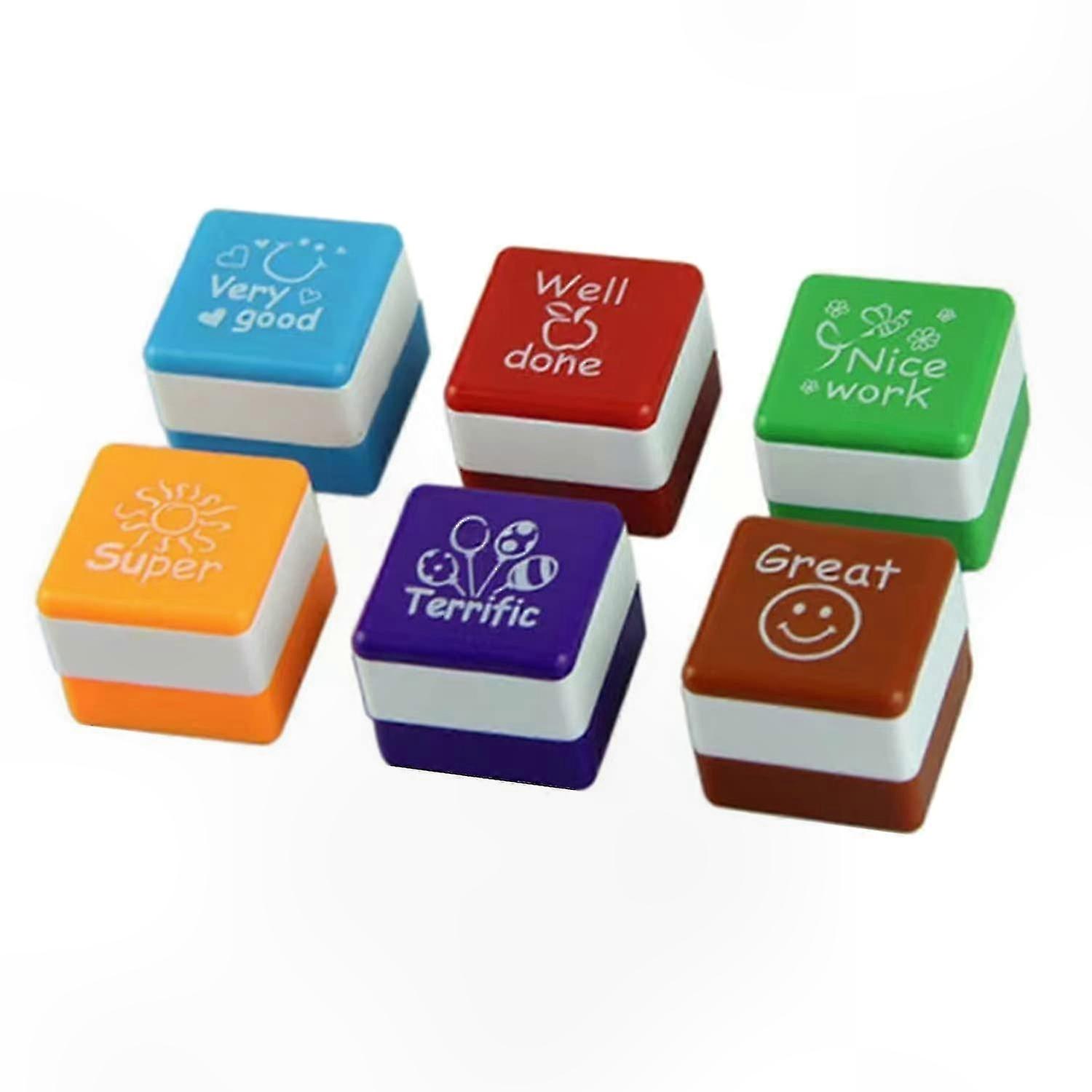 For Grading Papers Square Teacher's Stamp, 6 Patterns Self-Inking for Teacher's Day Gift