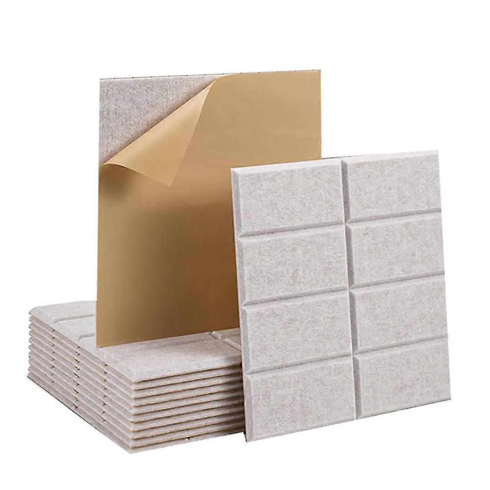 12 Pack Acoustic Panels Self-Adhesive Light Camel
