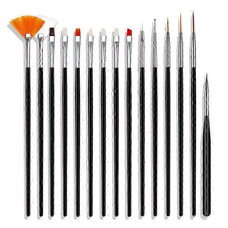 Black 15-Brush Nail Art Kit