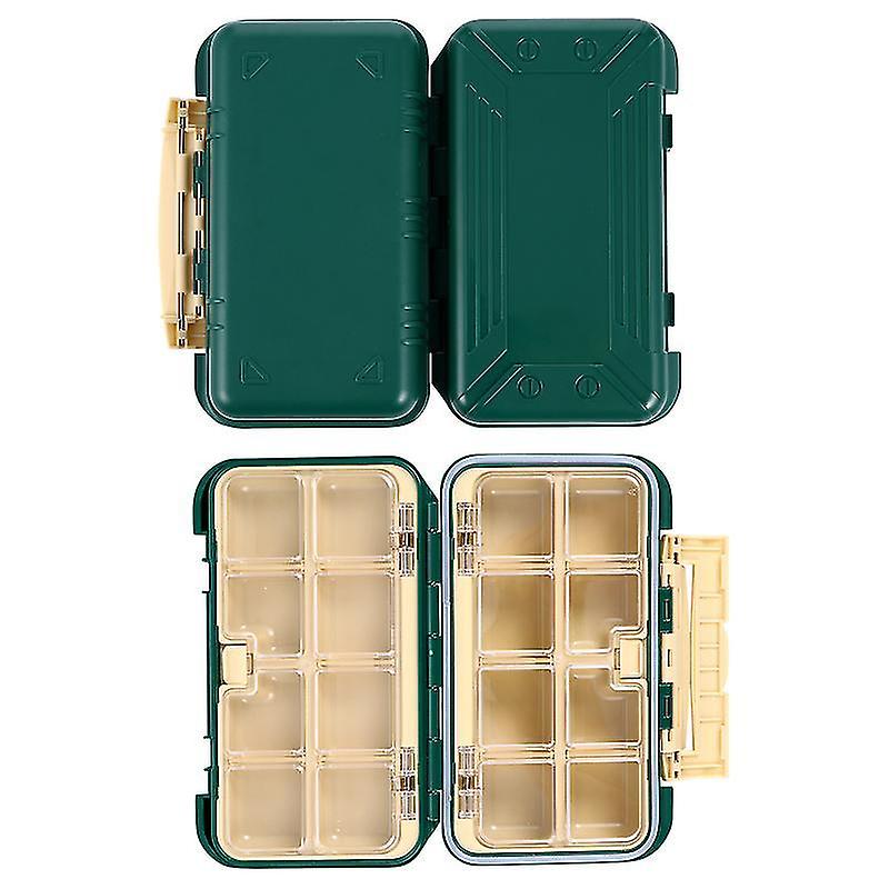 15.5X9.8x4.8cm Green Tool Boxes Fishing Tackle Box Lure Storage Case Waterproof 16 Compartments Stor