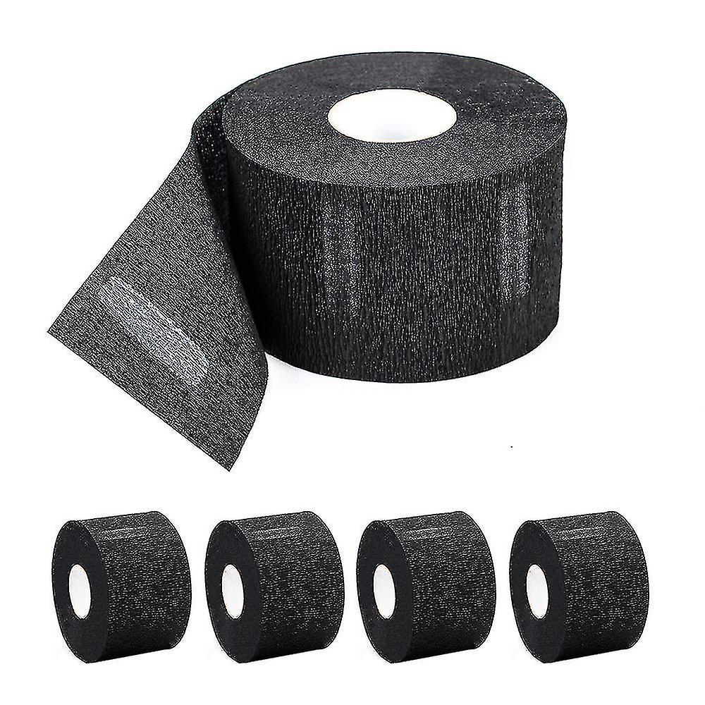 5 Rolls Disposable Paper Barber Neck Strips,strips Black Professional Stretchy Paper Neck Band For Salon Haircut Styling