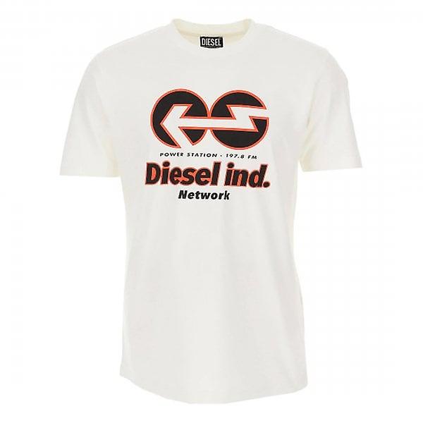 Men's Diesel T-JUST-E18 Logo Printed T-Shirt Off White