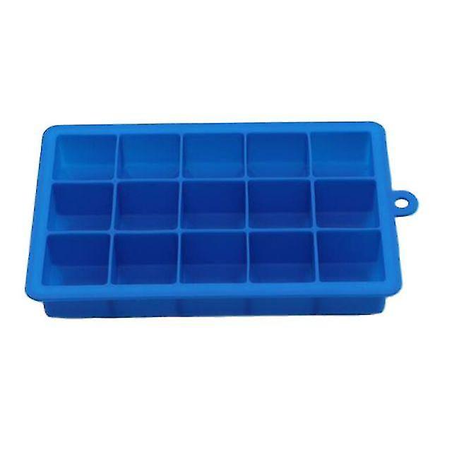 Square 15 Grid Silicone Ice Cube With Lid Abrasive Blue