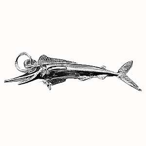 Silver 14x40mm solid Sword Fish Pendant or Charm