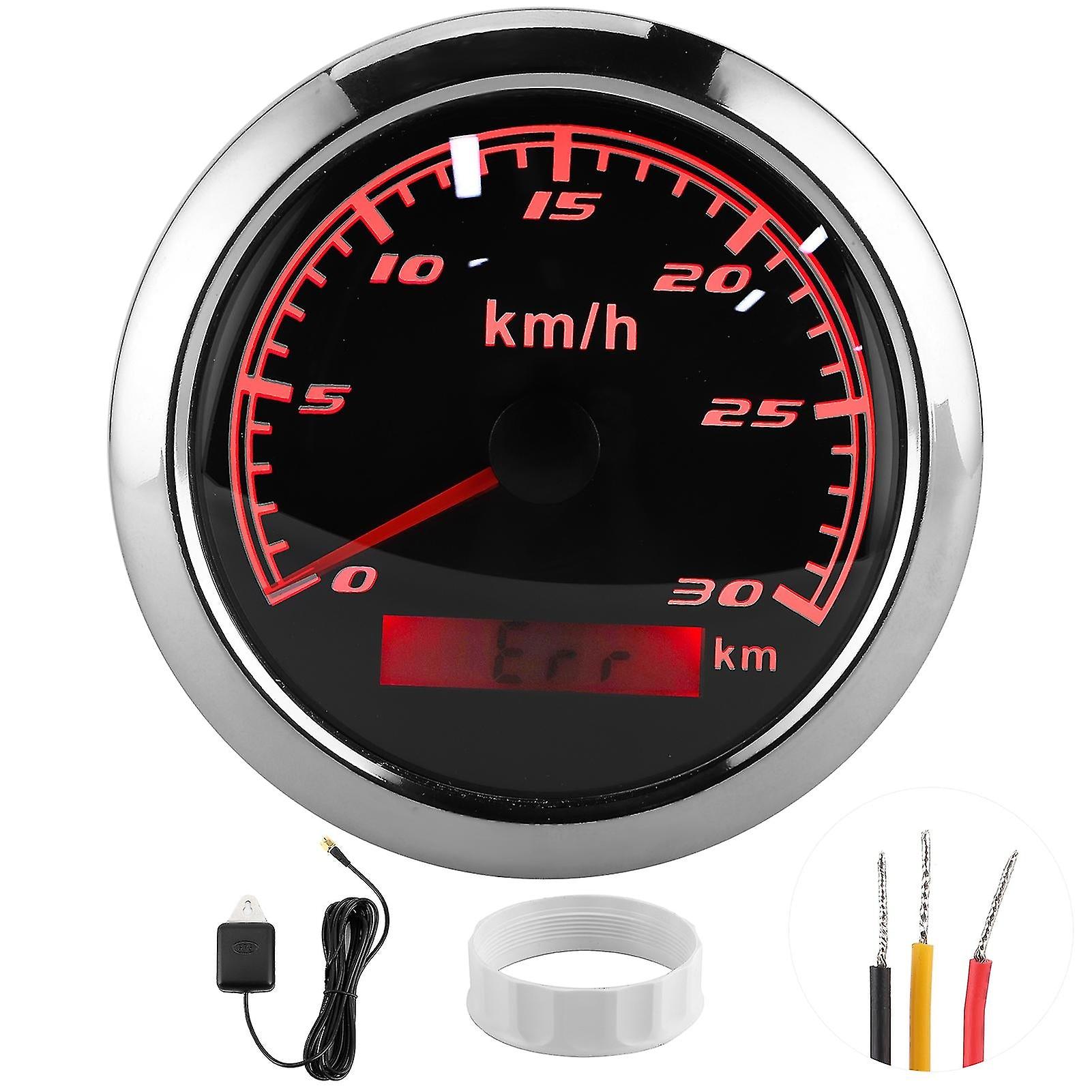 Gps Speedometer 30km/h Odometer 85mm Ip67 Waterproof For Boat Car Yacht Motorcycleblack Dial