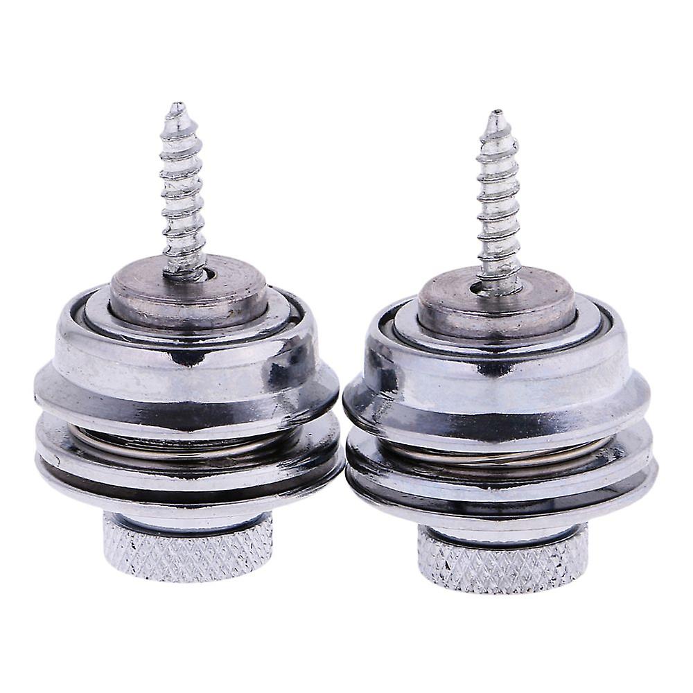 Pair Non-slip Flat Head Electric Guitar Strap Lock Charms Silver