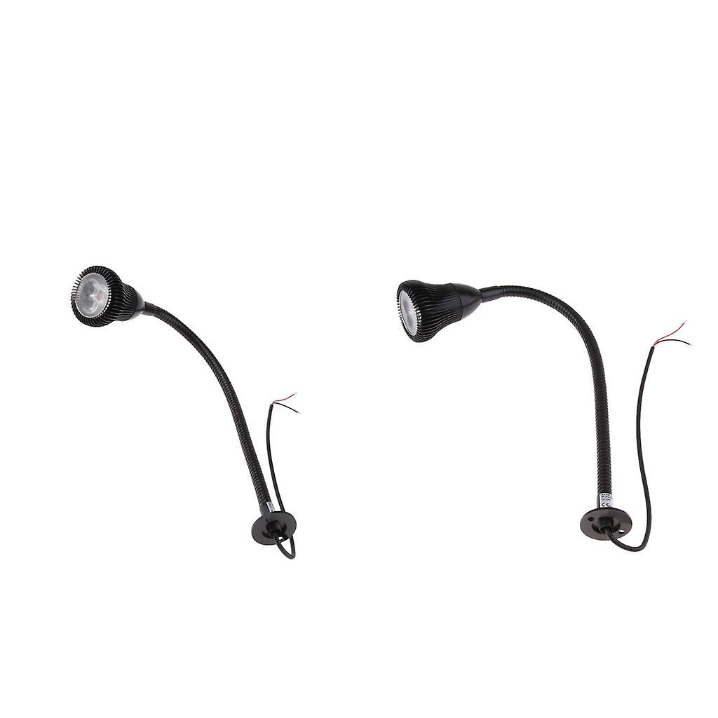 2pieces 12V 3W LED Flexible Gooseneck Reading Chart/map Light for Boat Black