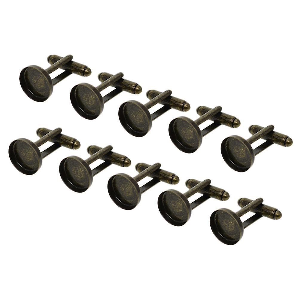 10Pack Cufflink Cuff Button Glue Pad Round Base Cuff Link Findings Bronze