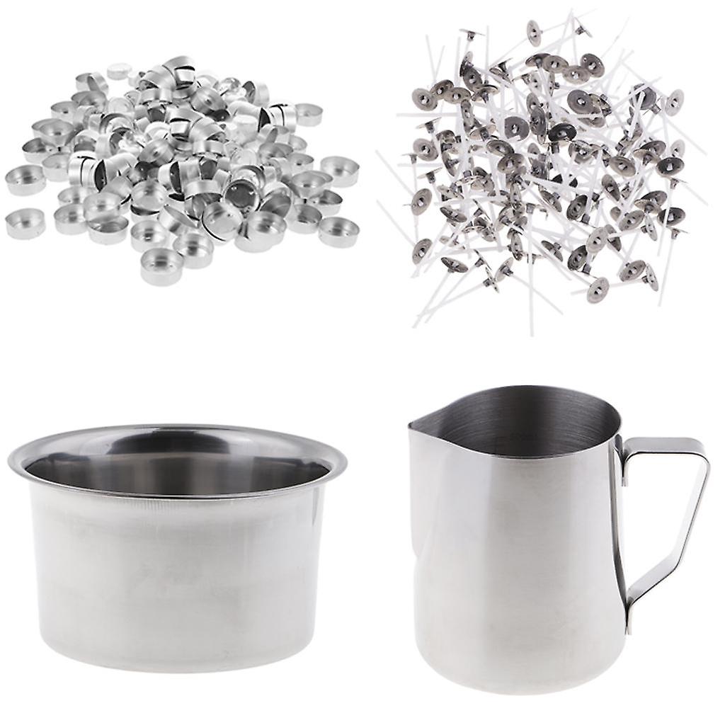 Candle Making Pitcher Double Boiler with 200pcs Tealight Cups Candle Wicks