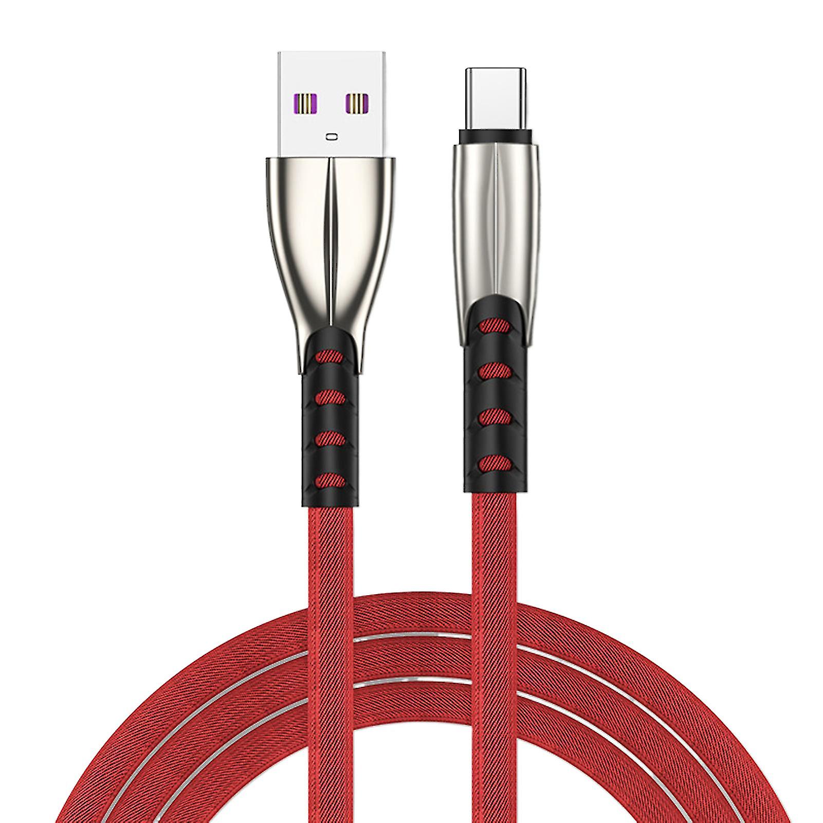 Datakabel Universal anti-interferens Anti-vikling Høy effektivitet Bredt kompatibel Super Fast Charging 1m 5a Type-c mobiltelefon lader ledning for T