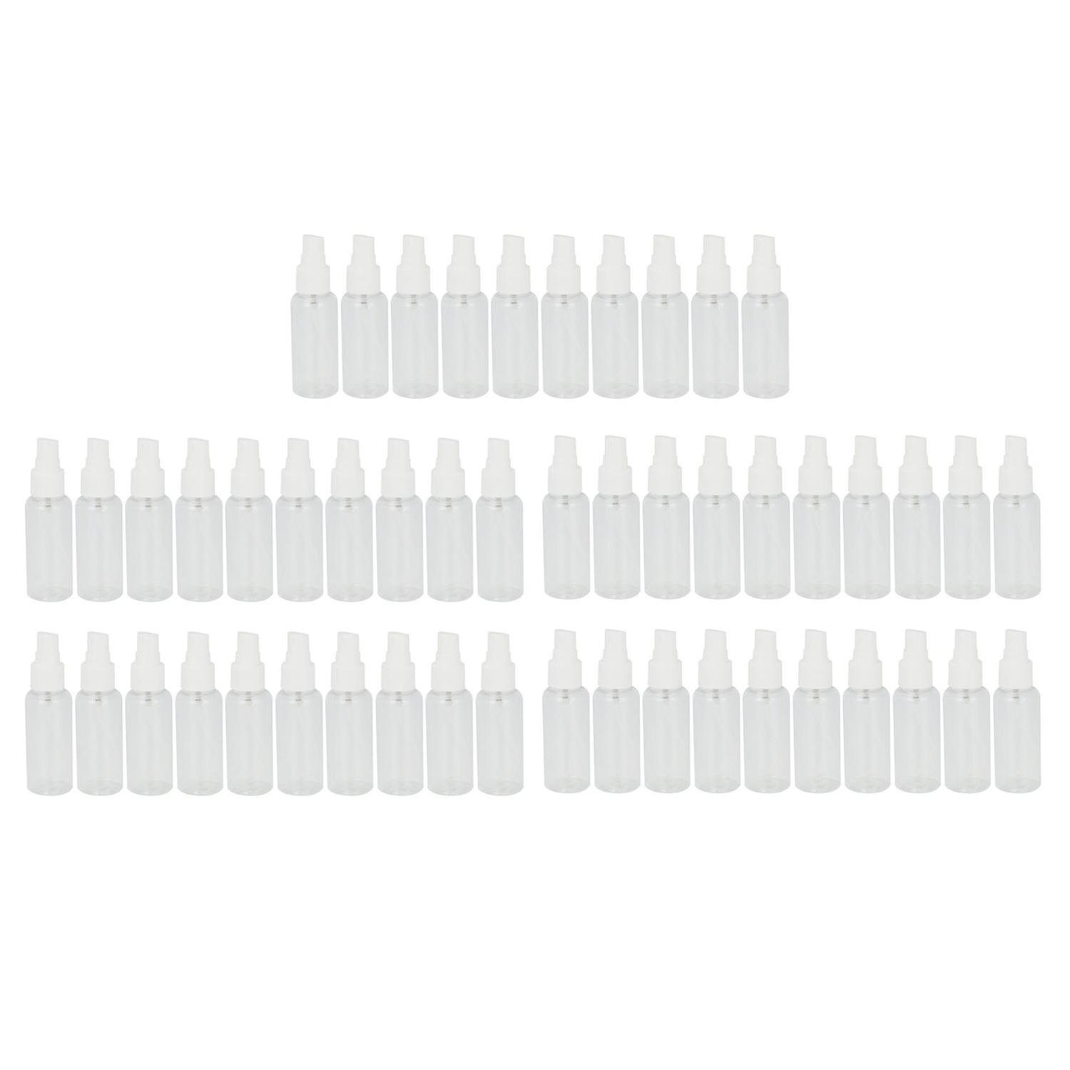 50 stycken 50ml Spray flaskor Plast Tom Påfyllningsbar Atomiser Transparent