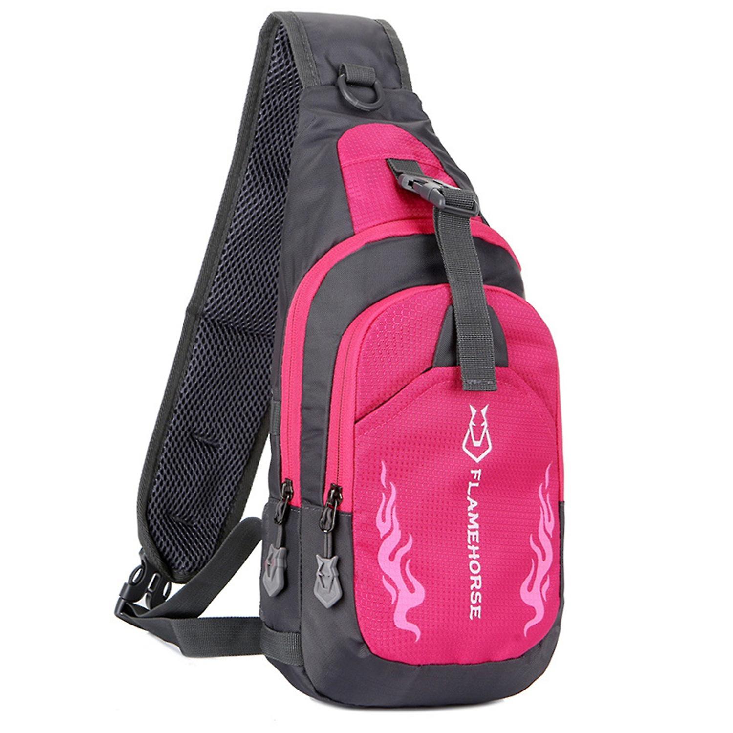 FLAMEHORSE Männer Sling Rucksack Brust Umhängetasche Schultertasche Reise Sport Gym Tagesrucksack Rose red