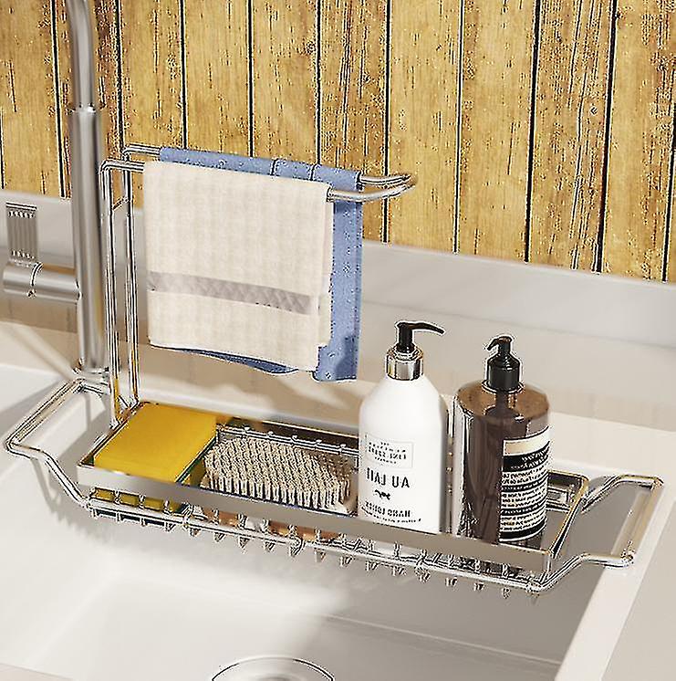 Kjøkkenvask rustfritt stål teleskopisk vask lagringsstativholder