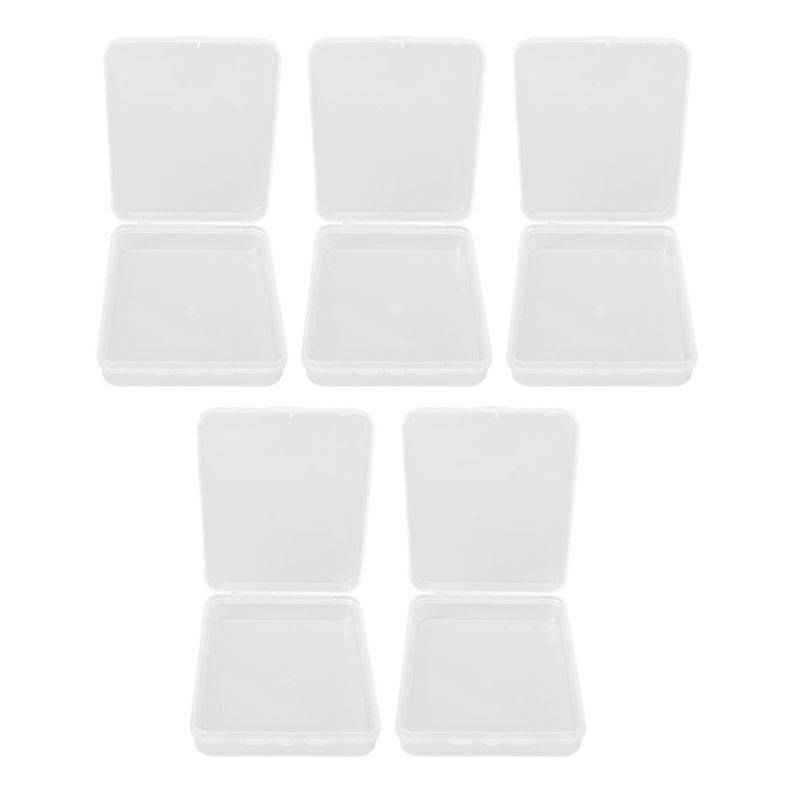 5Pcs Clear Small Rectangular Plastic Storage Box with Lid