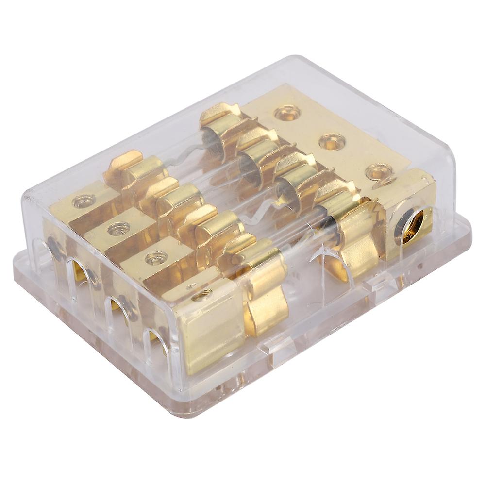 12V 60A Car Audio Blade Fuse Holder Box, 1 In 4 Out Auto Stereo Circuit Protection Block, Easy Installation