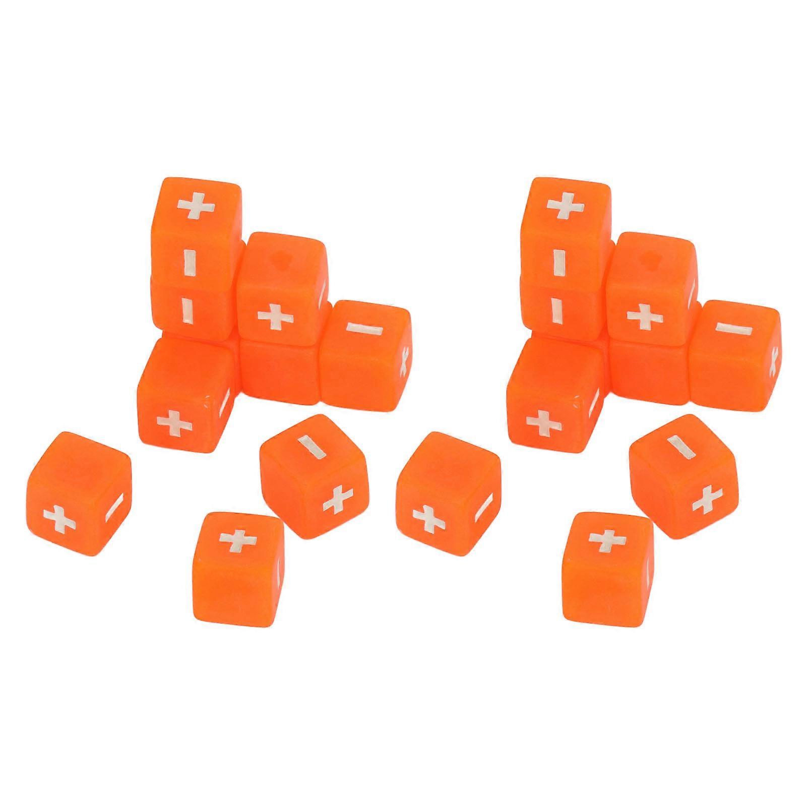 20Pcs 16mm Math Dice Set Math Operation Calculation Minus Sign Plus Toys for Kids Classroom Teaching Supplies Orange