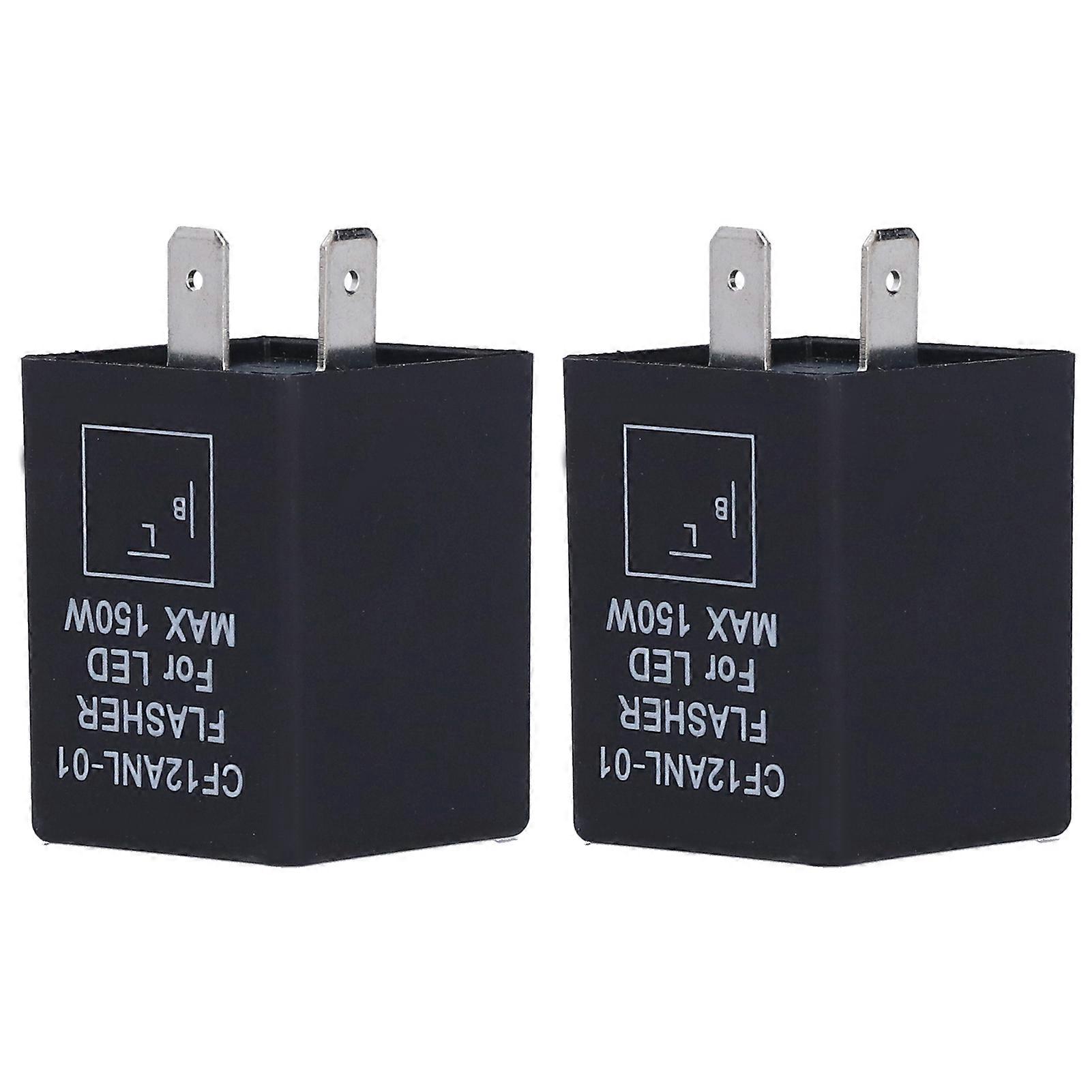 Uadme LED Flasher, 2Pcs 2‑Pin Electronic Relay Normally Open Car Turn Signal Light DC12V