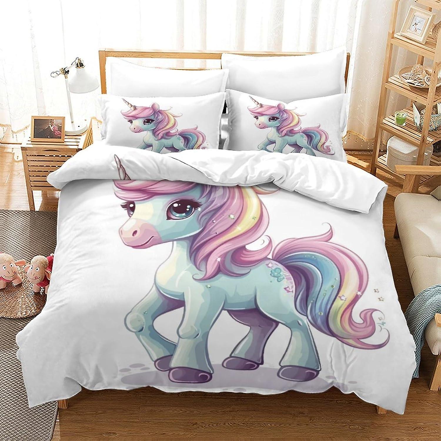 HOUKIG Rainbow Unicorn 3D Print Anime Style Comforter Covers Duvet ...