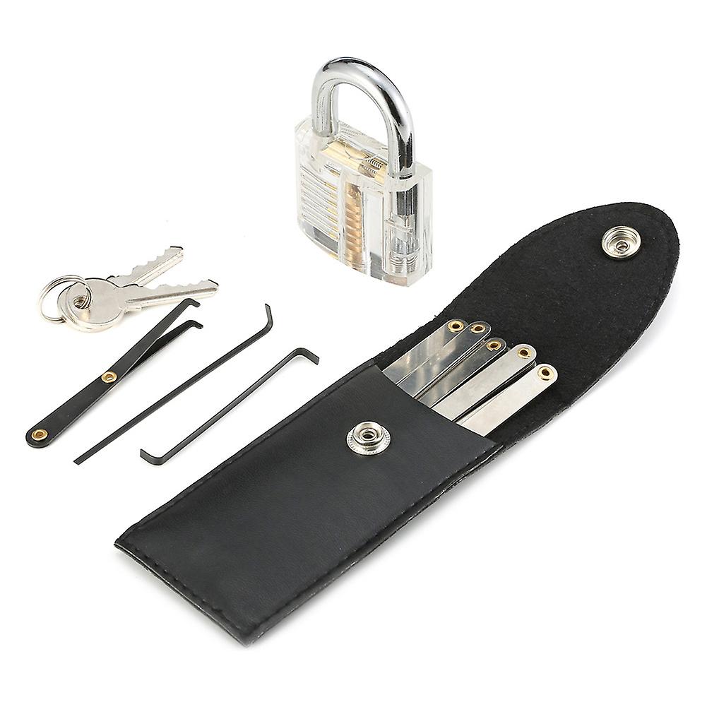 15Pcs Lock Pick Set with 2Pcs Keys 1Pc Clear Training Padlock for Beginners Professional Locksmith Tools