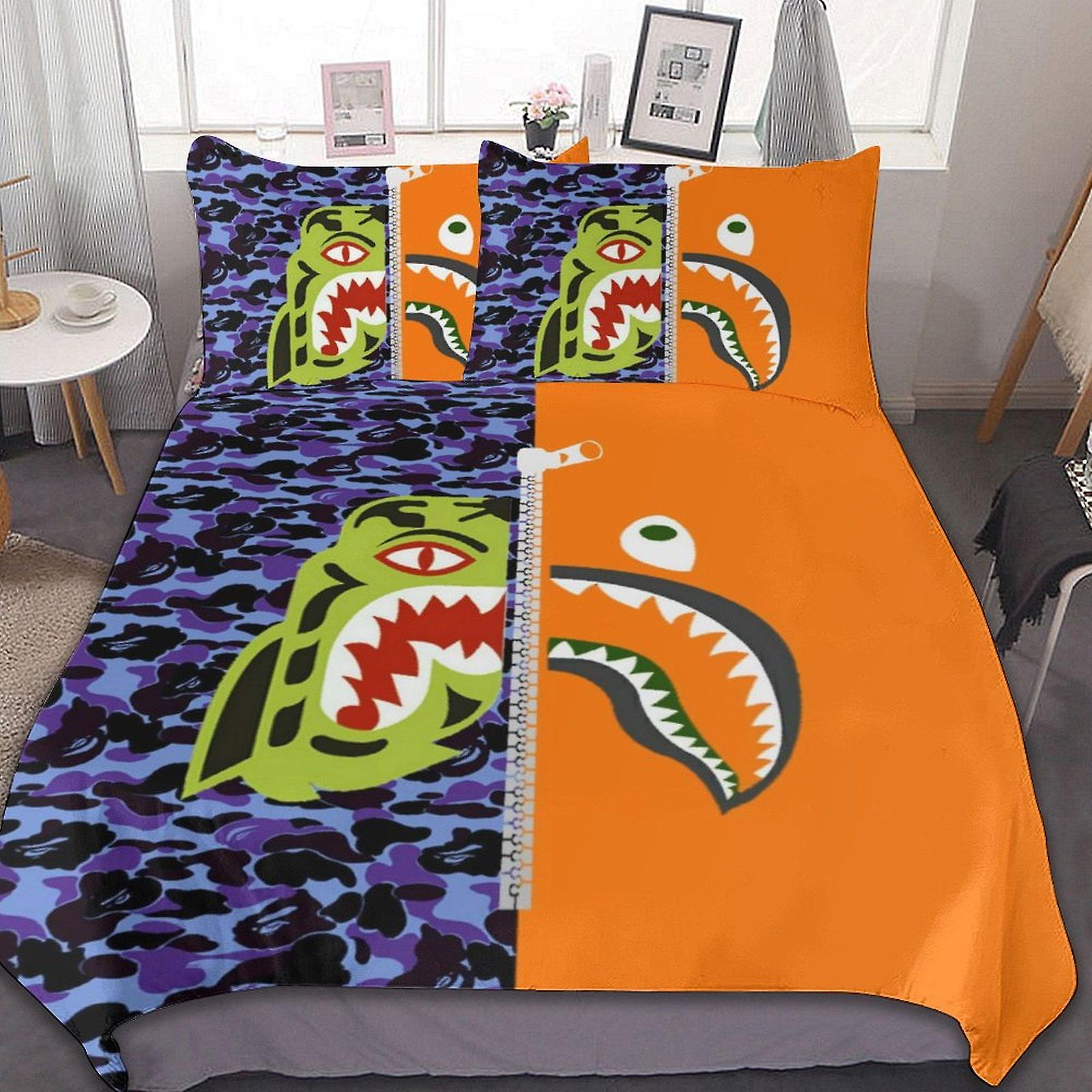 Homemissing Set di biancheria da letto con copripiumino e 1 federa, motivo scheletro gotico per Halloween, per bambini, ragazzi e ragazzi, decorazione per la camera da letto, leggero, con ossa