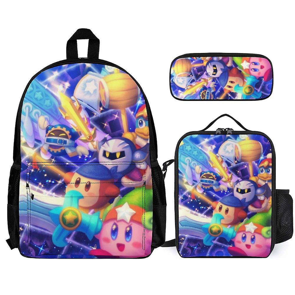 حقائب الظهر كيربي 3 قطع مجموعة حقيبة كتب للأطفال حقيبة مدرسية مع حقيبة غداء ومقلمة