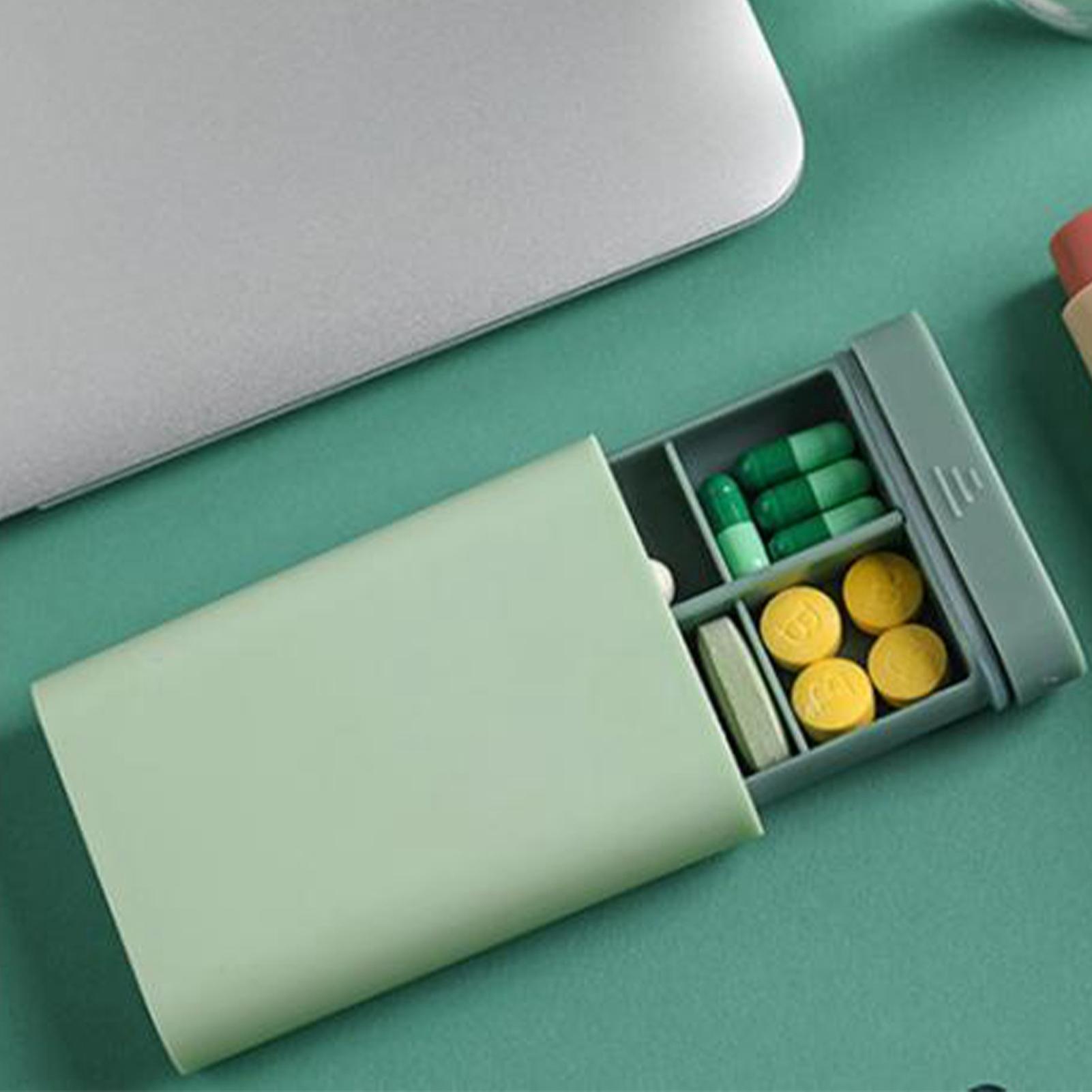 Travel Medicine Case Mini Portable Multi-Compartment Dispenser Green