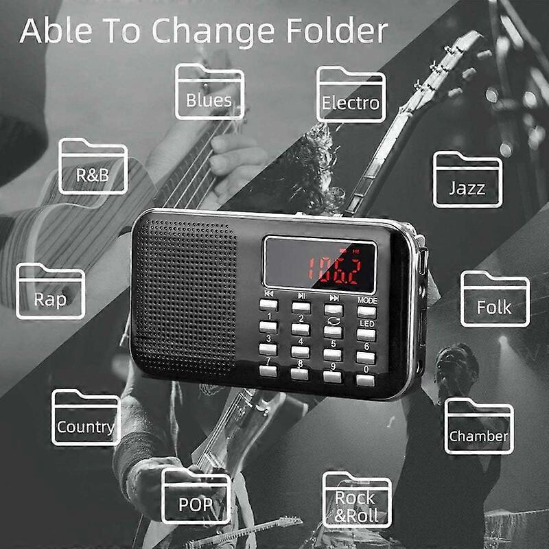 Portable AM/FM Radio, Radio with Emergency Light, Micro SD/AUX/USB ...