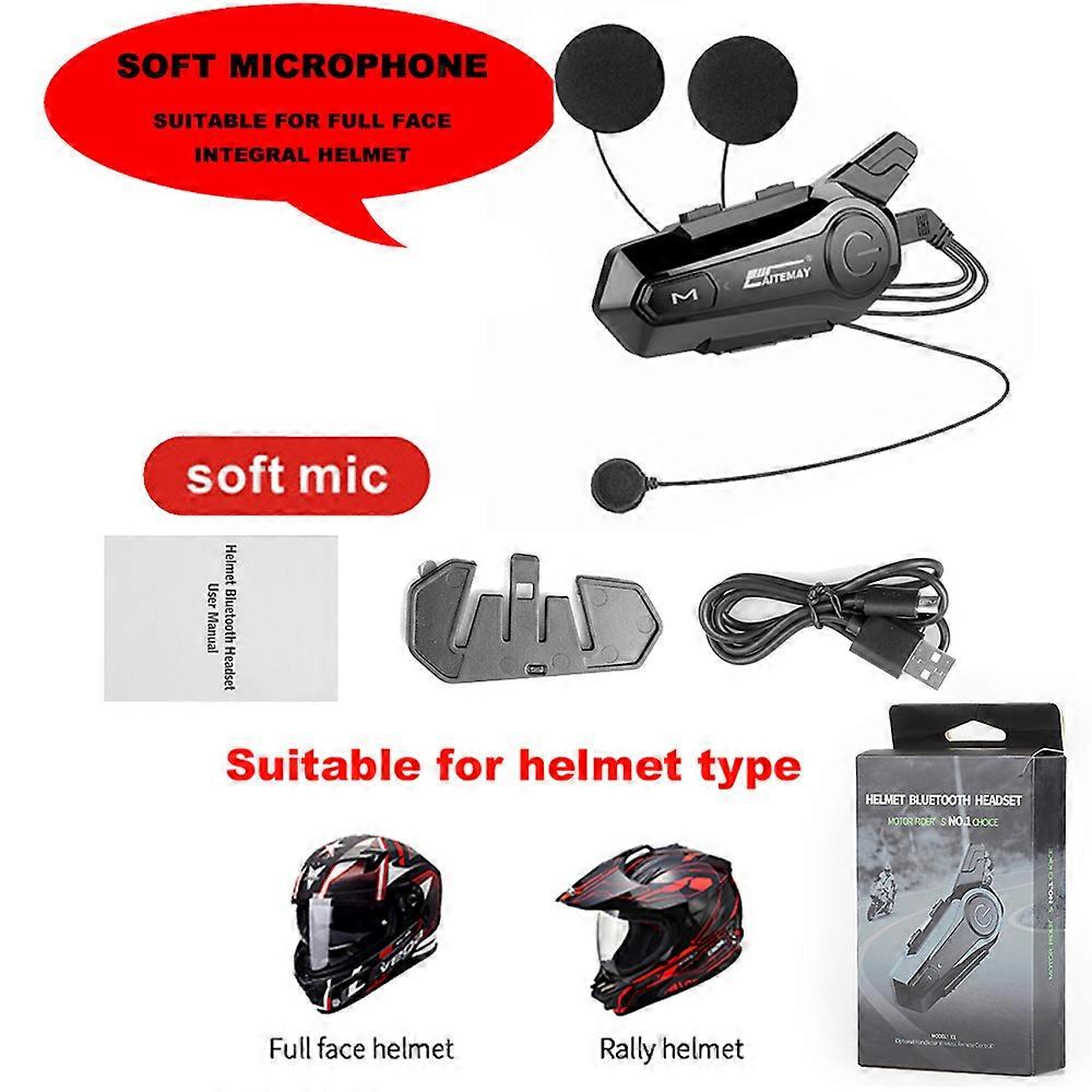 Bluetooth 5.0 Motorcycle Helmet Intercom 2 Front and Rear Seats 50M Talking Universal Pairing Waterproof Intercom Headset~10547