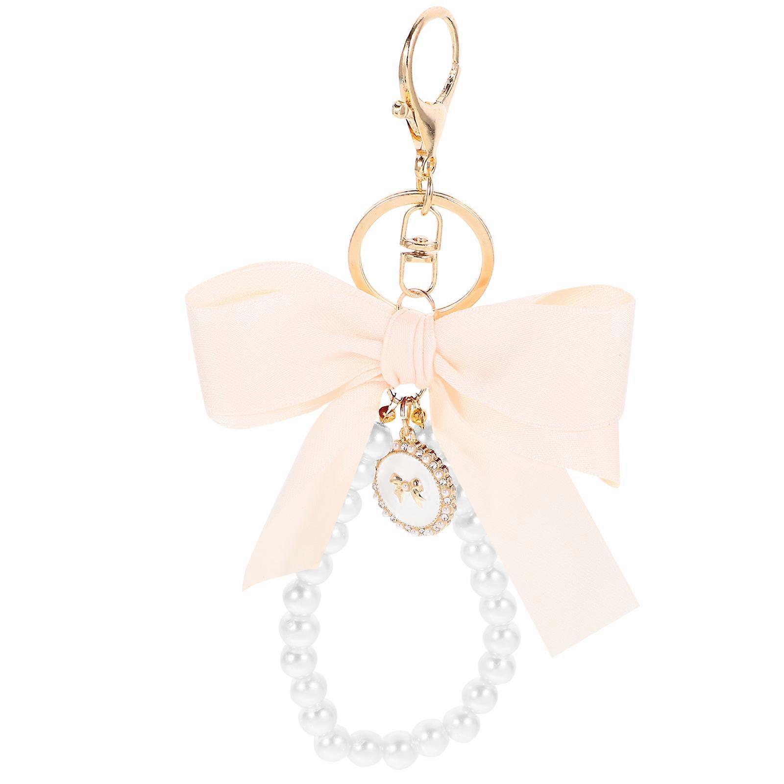 Porte-clés en perles avec nœud papillon, joli porte-clés, porte-clés en forme de nœud papillon, pendentif pour sac