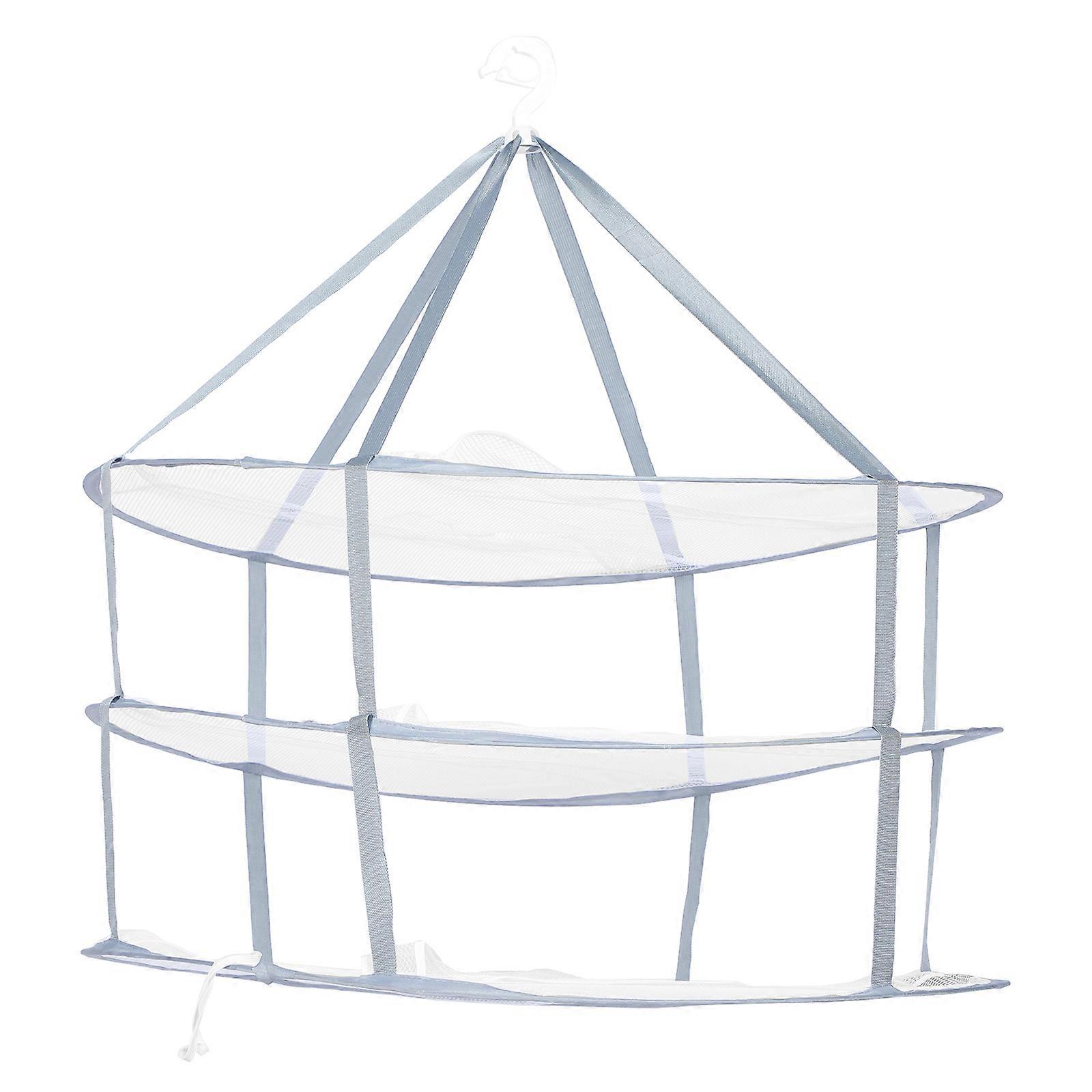 Folding Three Layers Rack Drying Basket Clothing Drying Net Rack Outdoor Drying Basket