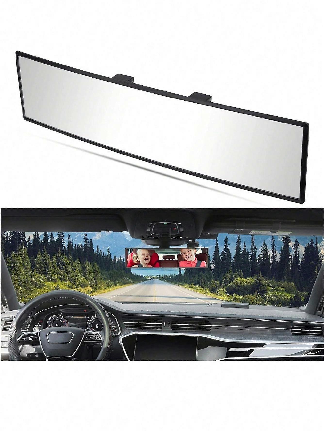 Rear View Mirror, Universal 11.81 Inch Panoramic Convex Rearview Mirror, Interior Clip-on Wide Angle Rear View Mirror to Reduce Blind Spot Effectively