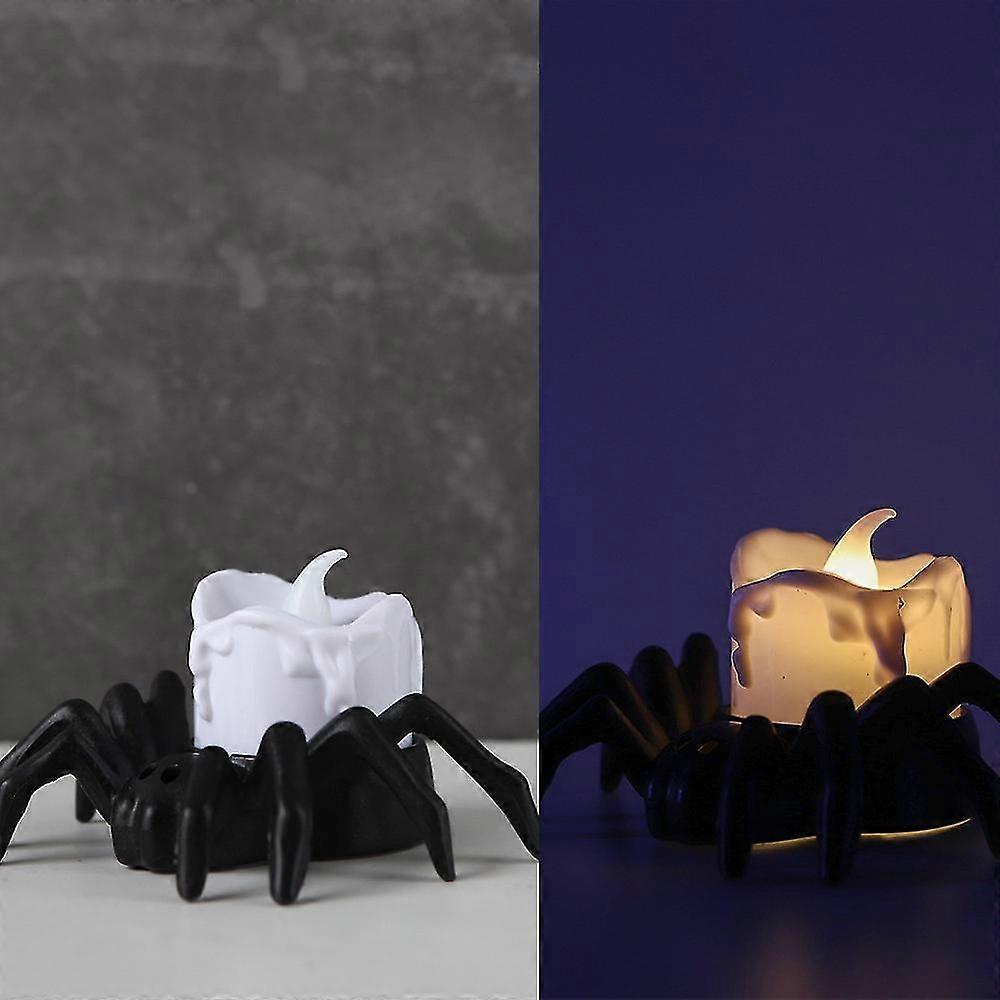 ハロウィンテーマのLEDキャンドルライト、スパイダースカルパンプキンデザイン、パーティーデコレーションナイトライト付き
