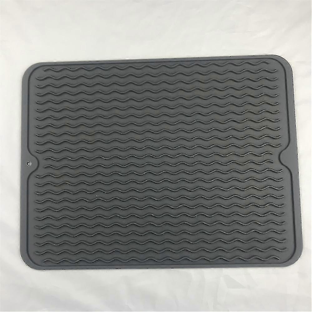 Kitchen Sink Silicone Drying Mat Multifunctional Drain Pad Dish Draining Tray(40*30*0.5cm,gray)