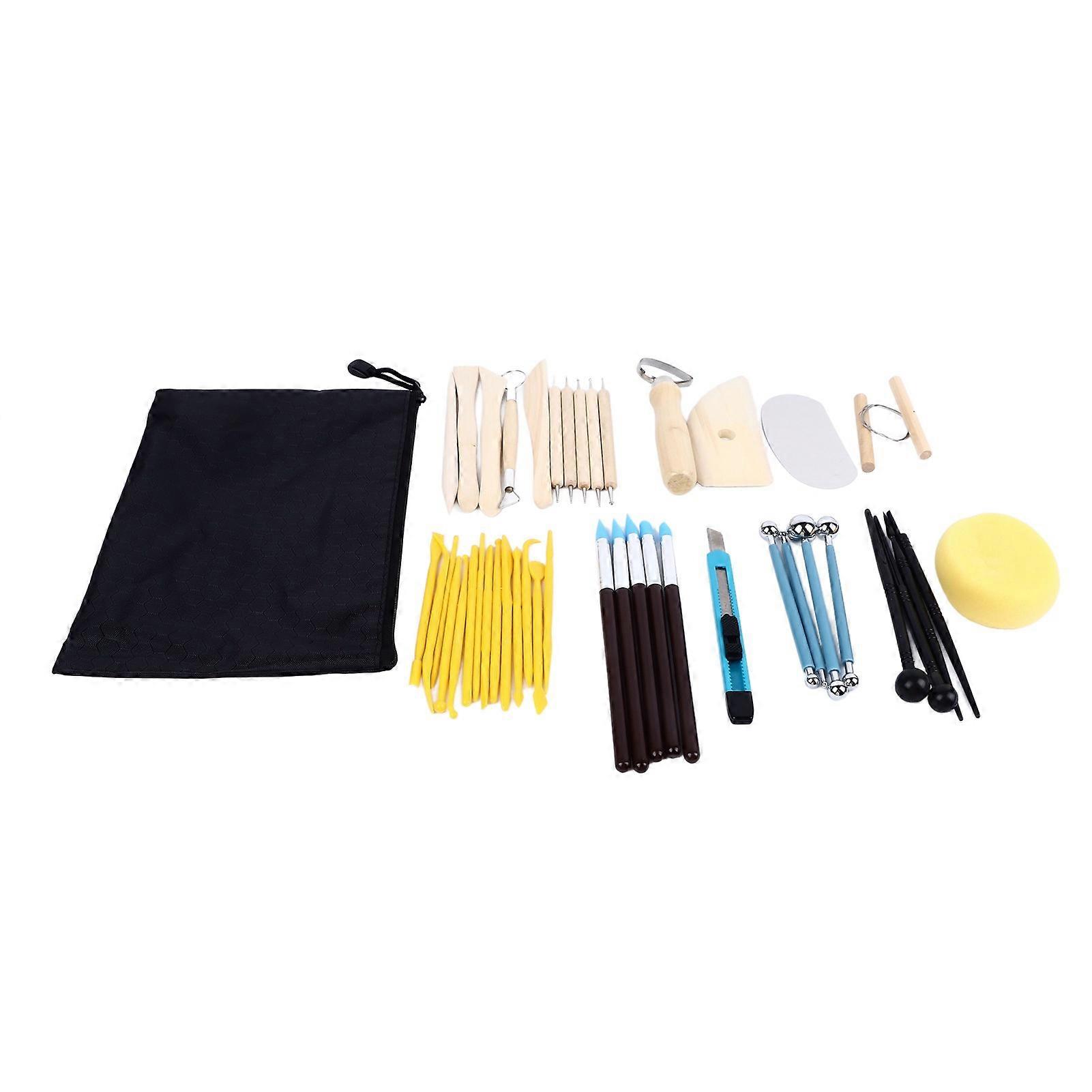 42pcs Clay Tools Kit with Indentation Silicone Pen Clay Cutter Scraper DIY Sculpting Dotting Tools Set for Kids Adults