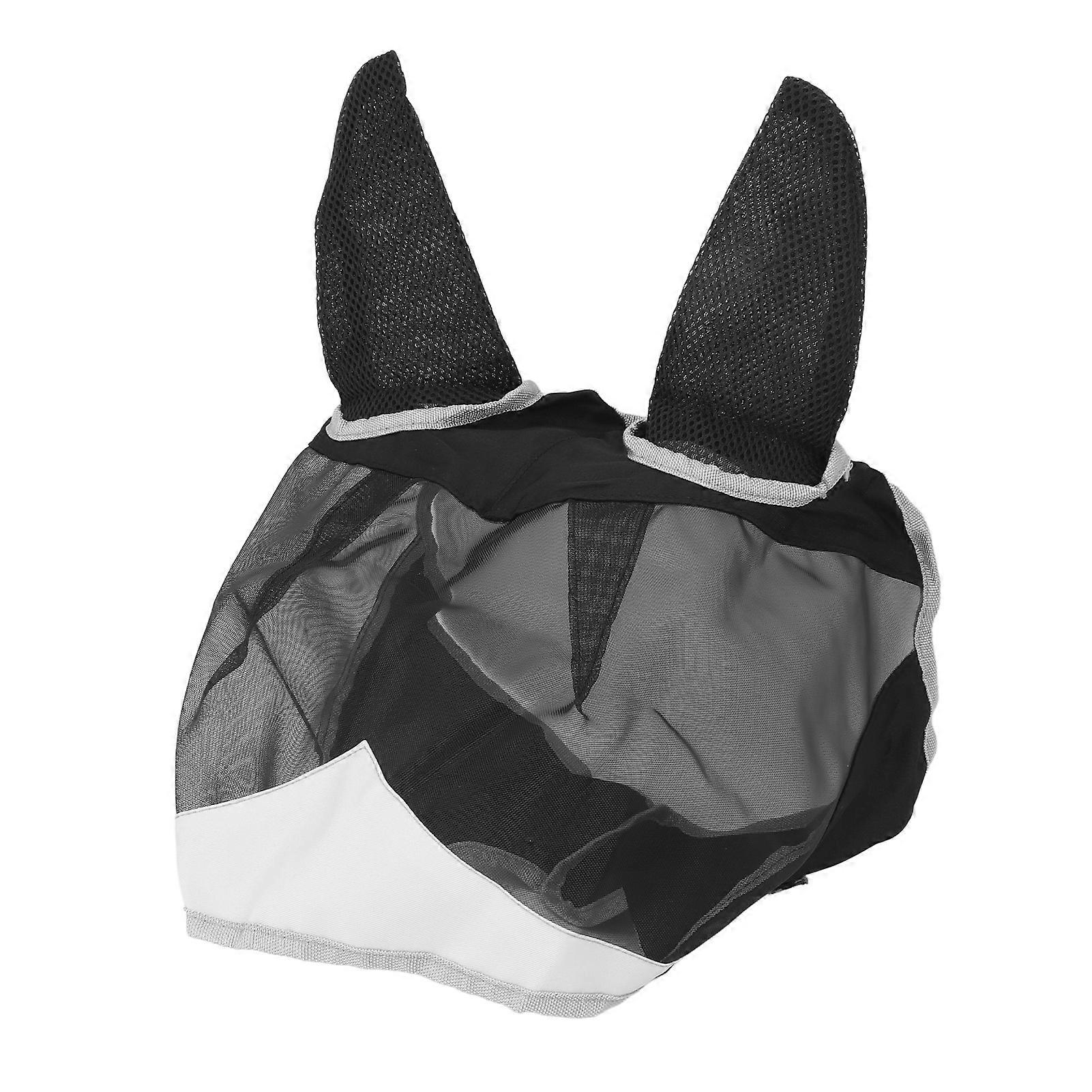 Horse Face Cover Fine Mesh Fly Guard Breathable Prevent Bites With Ears Long Nose