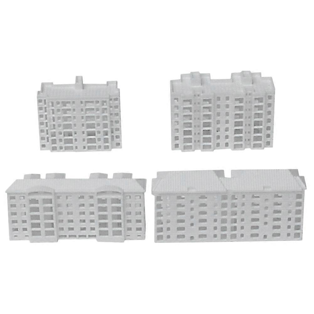 4pcs Miniature Apartment Building Model Microlandscape Layout Prop Plastic Small Building